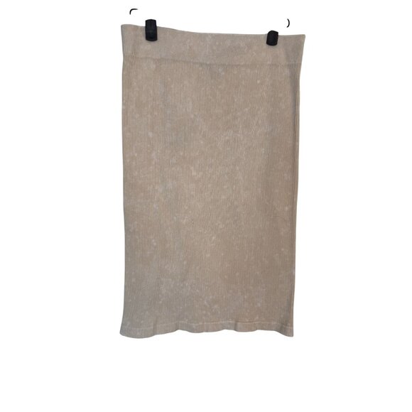 NWT PrettyLittleThing Beige Ribbed Bodycon Midi Skirt - Picture 1 of 14